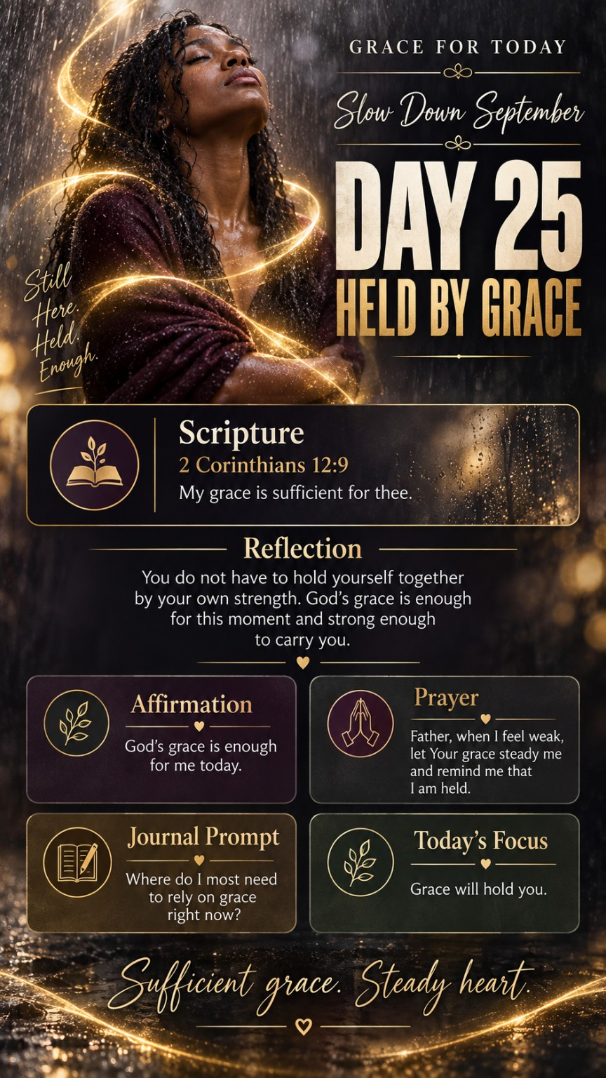 Grace For Today Slow Down September Day 25 devotional: Held by Grace