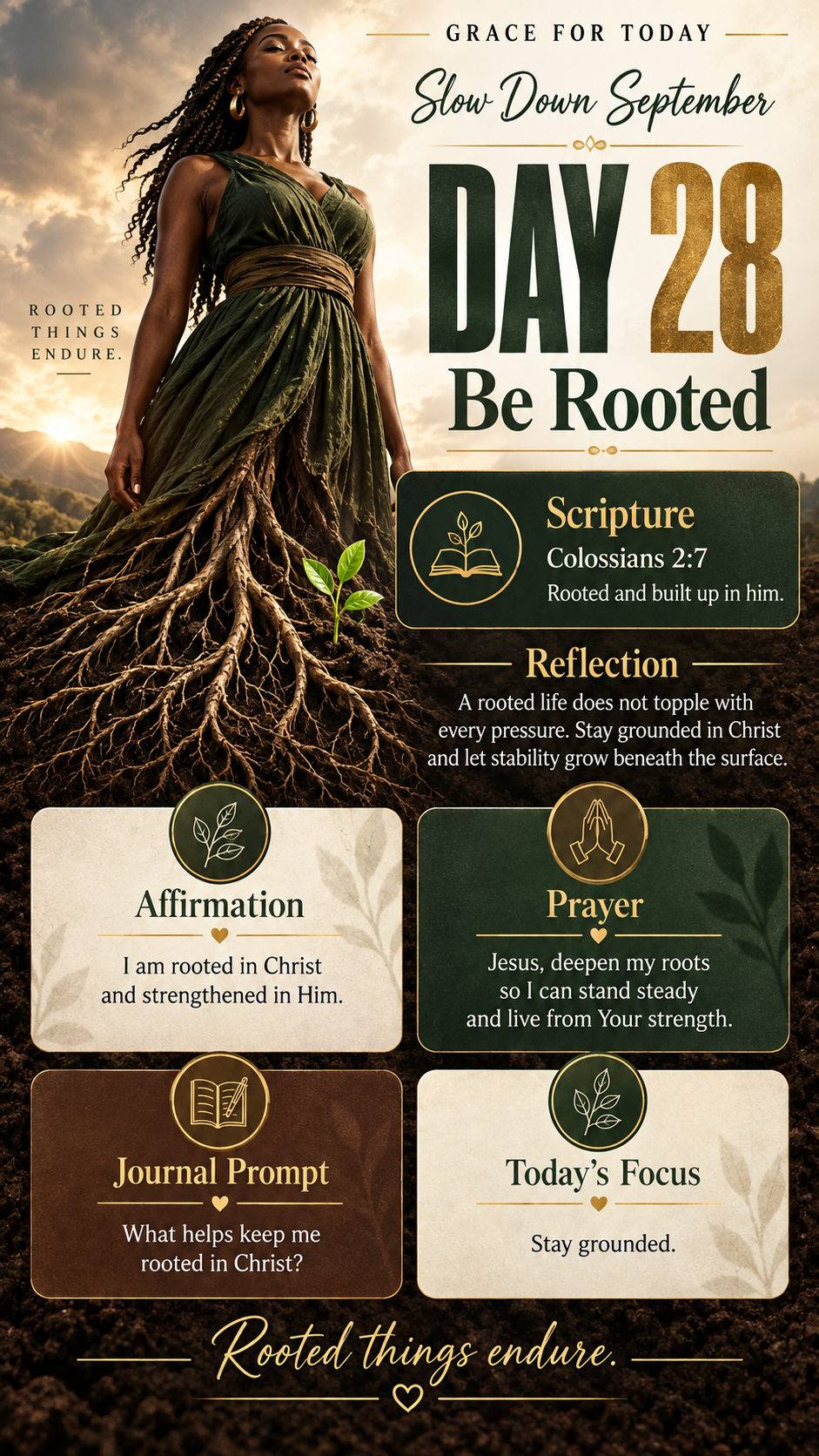 Grace For Today Slow Down September Day 28 devotional: Be Rooted
