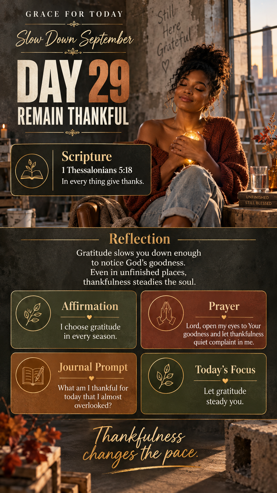 Grace For Today Slow Down September Day 29 devotional: Remain Thankful