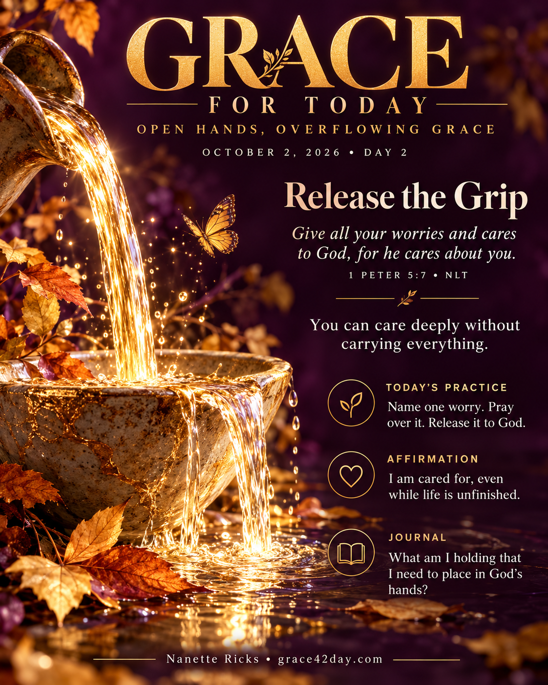 October 2 Grace For Today infographic: Release the Grip