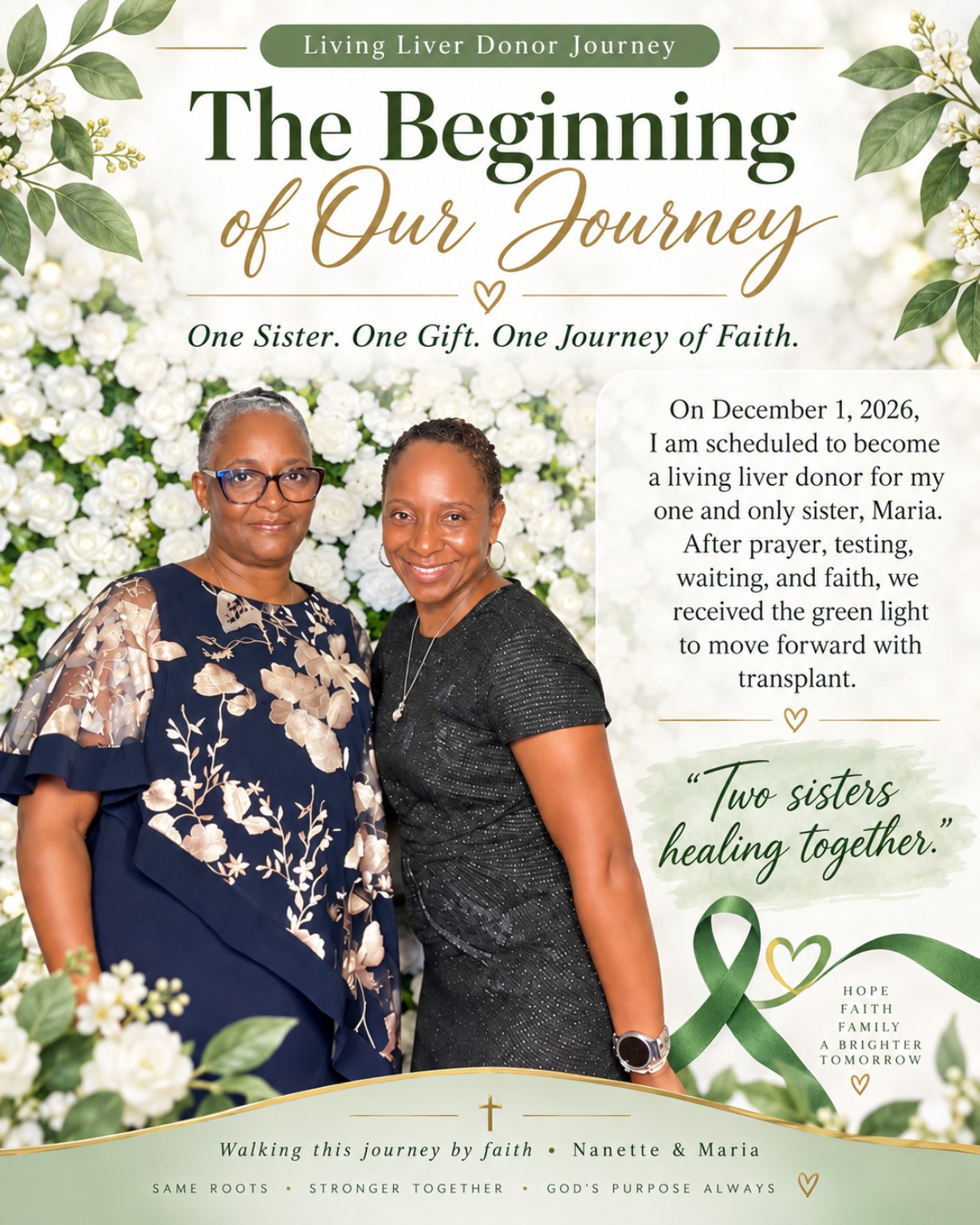 Nanette and Maria together — The Beginning of Our Living Liver Donor Journey