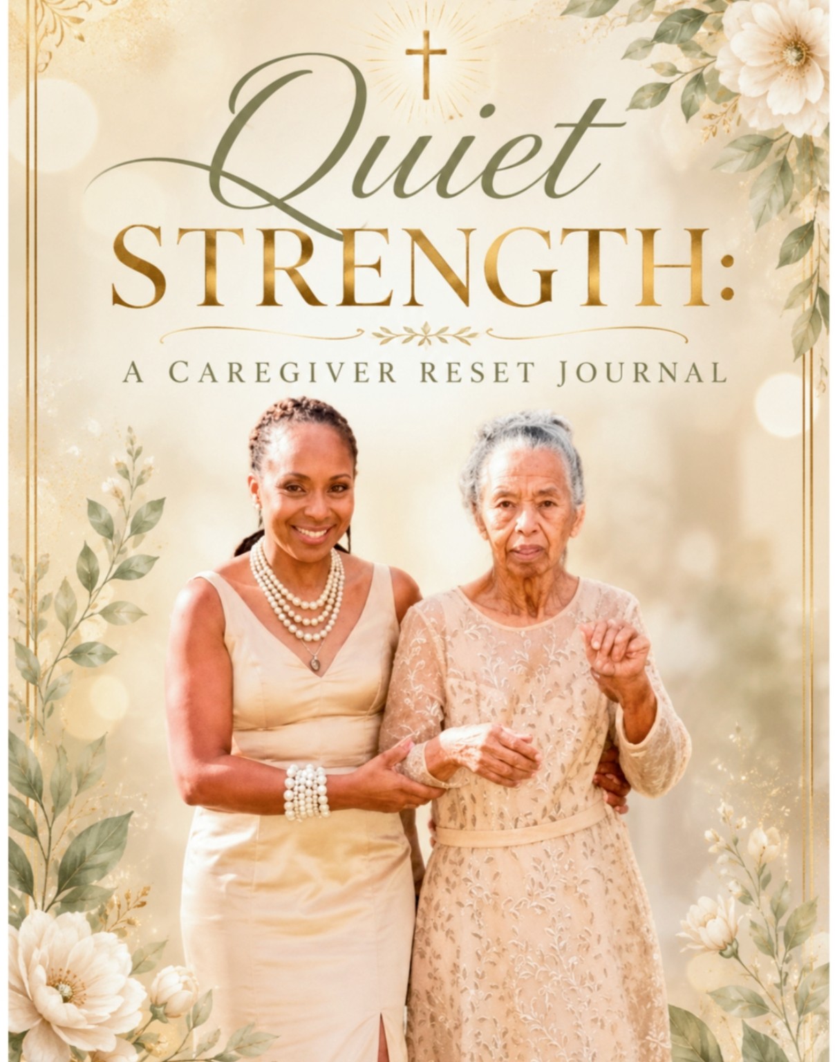 Quiet Strength: A Caregiver Reset Journal cover featuring Nanette and her mother