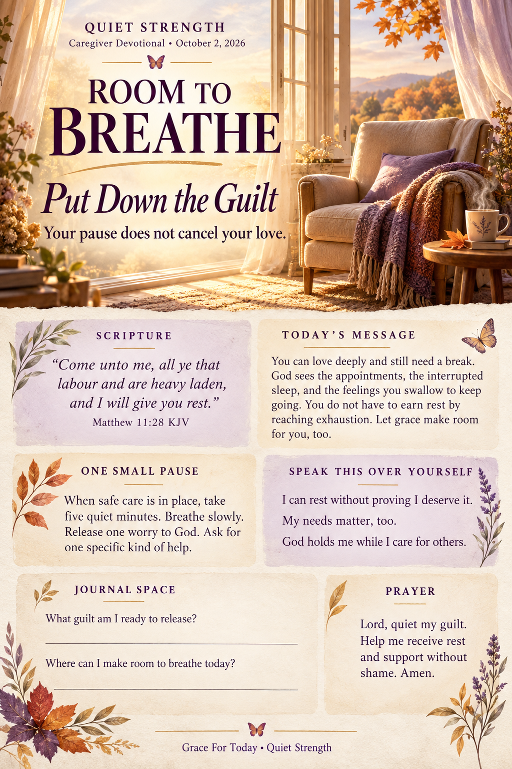 October 2 Quiet Strength: Put Down the Guilt