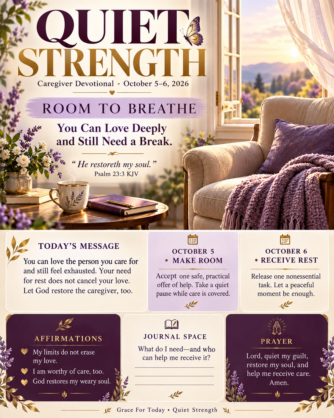 October 5–6 Quiet Strength caregiver devotional