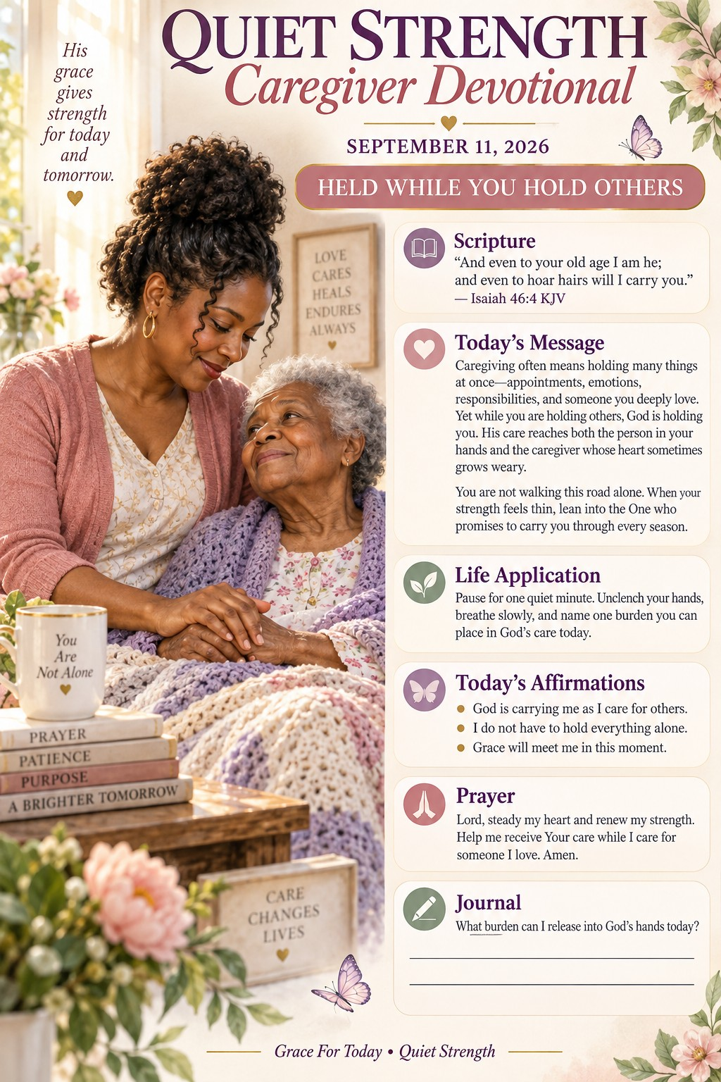Held While You Hold Others devotional infographic