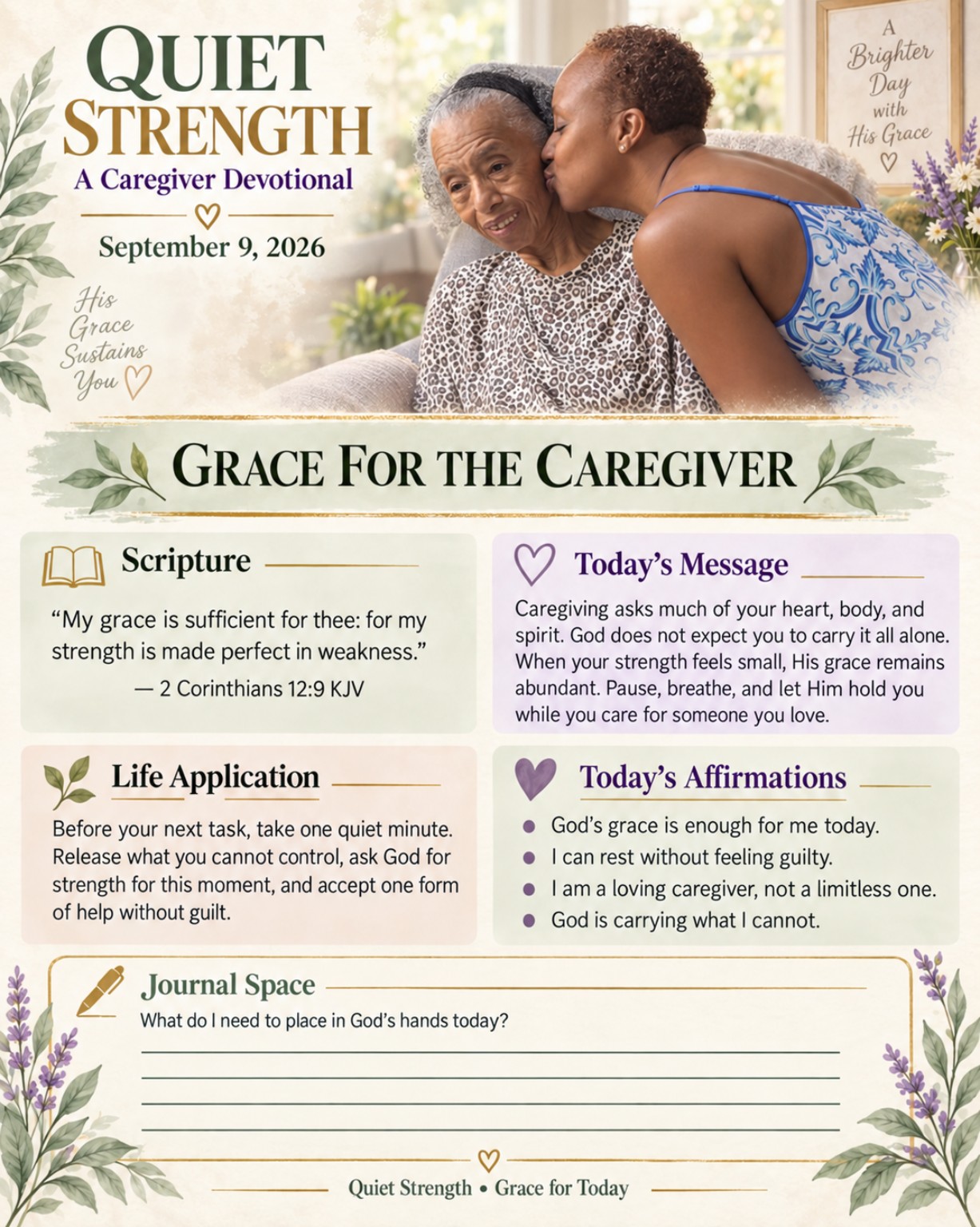 Grace for the Caregiver devotional infographic