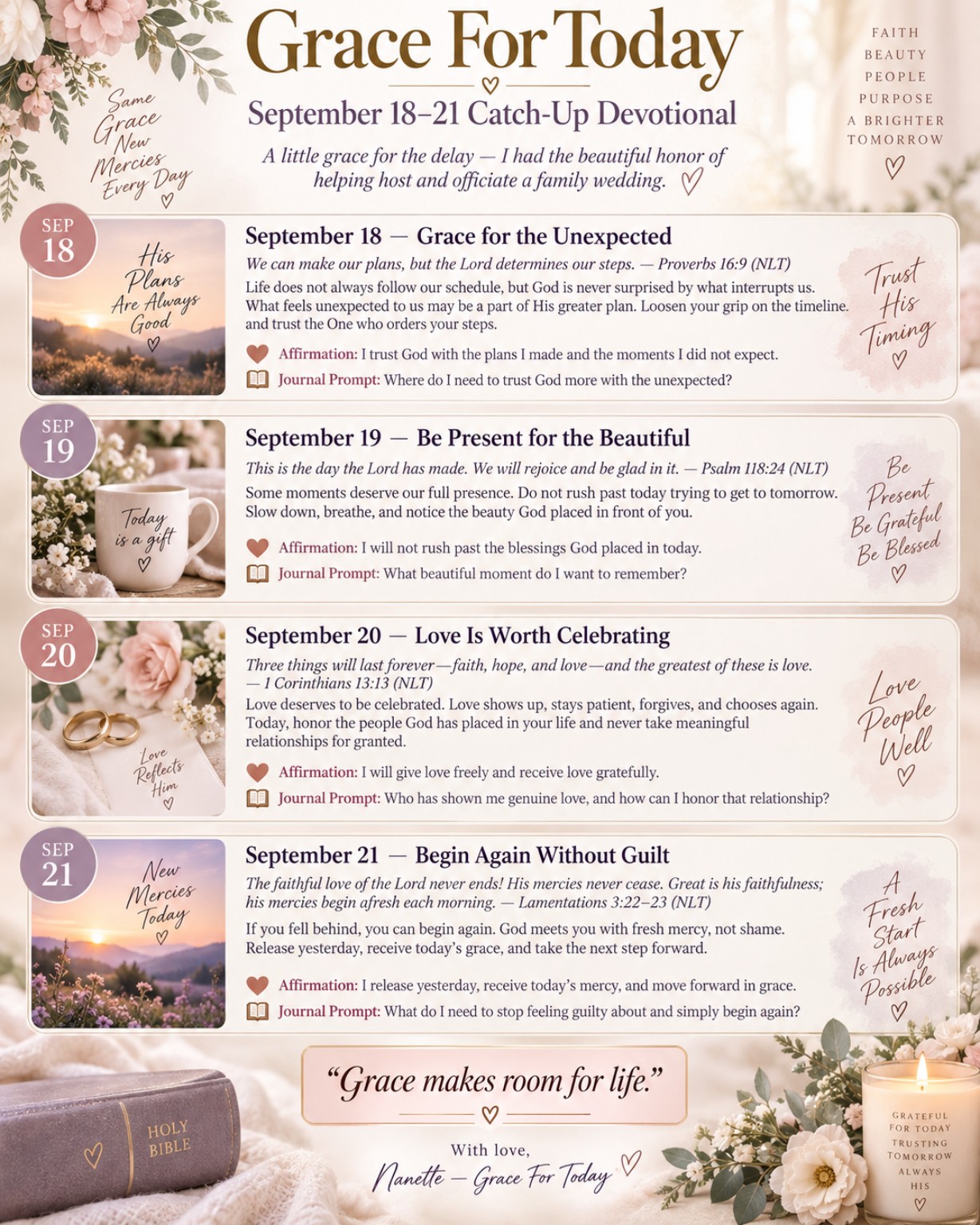 Grace For Today September 18 through 21 catch-up devotional infographic